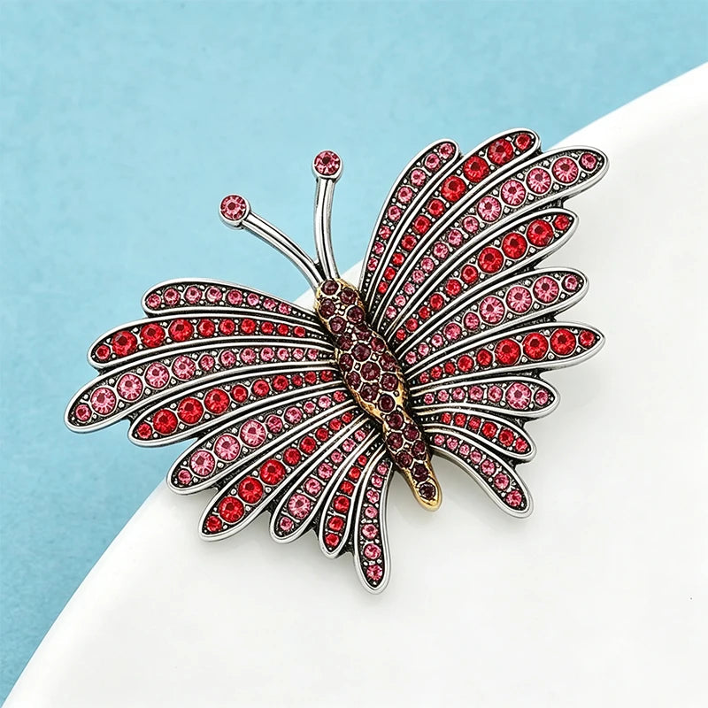 PENDRA Vintage Butterfly Rhinestone Brooch