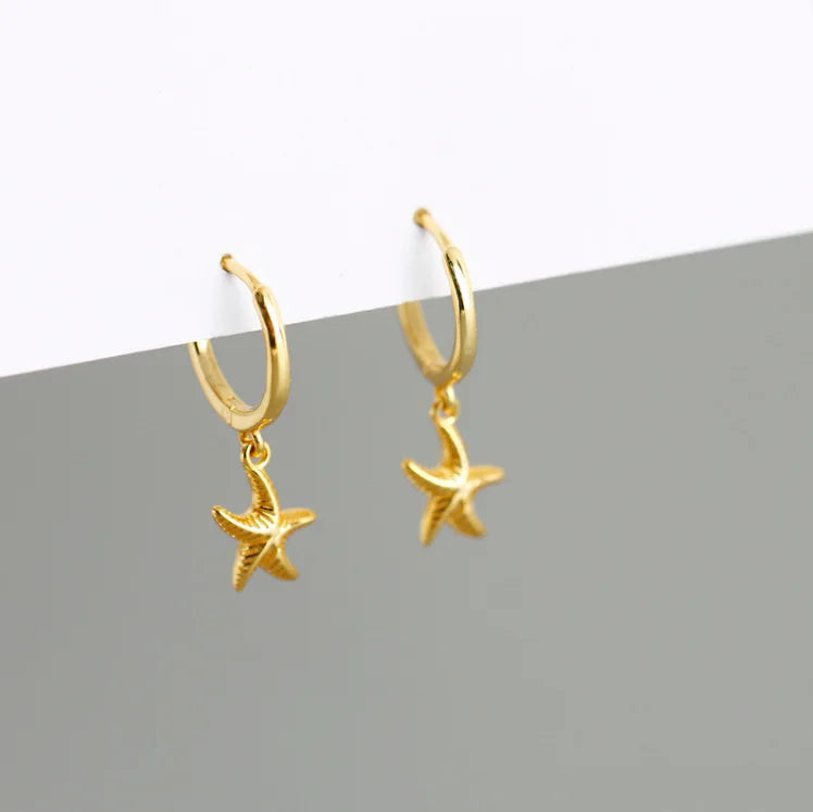PENDRA Starfish 925 Sterling Silver Hoop Earrings