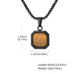Brown Tiger Eye Stone Necklace for Men,Natural Stone Square Stainless Steel Necklace,Christmas  Anniversary Jewelry Gift