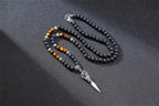 TIBETAN BUDDHIST PHURBA KILAYA THE MAGIC KNIFE WITH TIGER’S EYE LAVA STONE NECKLACE FOR MEN JEWELRY