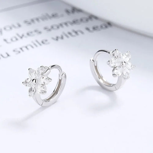 925 Sterling Silver Vintage Earrings For Women Trendy Simple Flower CZ Earring Jewelry Prevent Allergy Party Accessories Gift