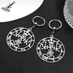 Gothic Symbol of Satan Hoop Earrings for Women Stainless Steel Silver Color Solomon Demon Seal Dangle Earring Jewelry E3592S06