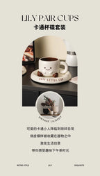Cute Smiley Face Ceramic Coffee Mug with Saucer 3D Cartoon Design Tea Cup