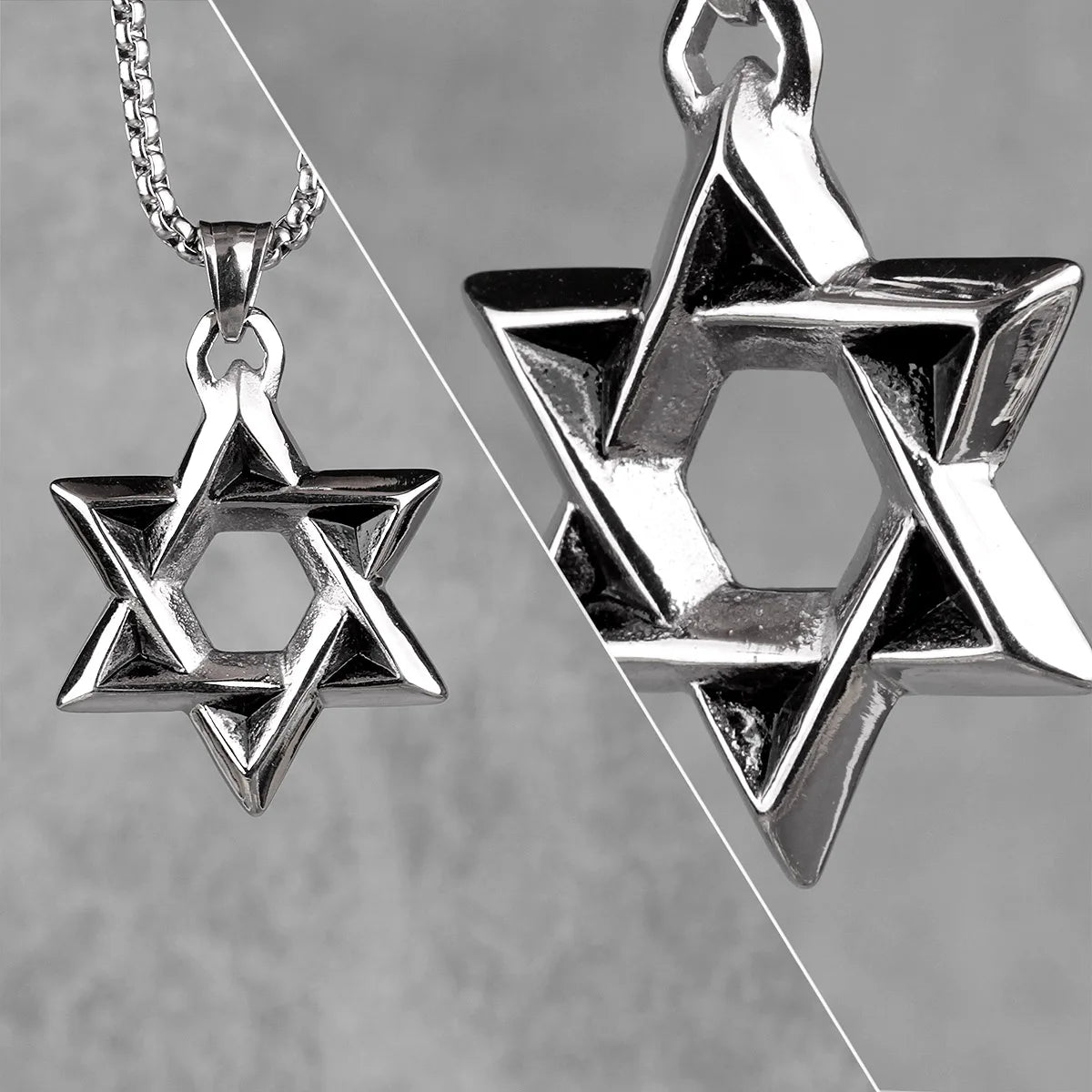 Judaism Hexagram Long Men Necklaces Pendants Chain Punk for Boyfriend Male Stainless Steel Jewelry Creativity Gift Wholesale