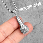 PENDRA Host Singer Microphone Steel Necklace
