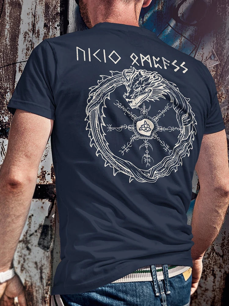 PENDRA Viking Compass Norse Mythology Statement Mythical Warrior T-Shirt