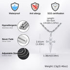 Punk Sword Pendant Necklace for Men,Stainless Steel Small Sword Pendant,Simple Birthday Gift for Son BBF