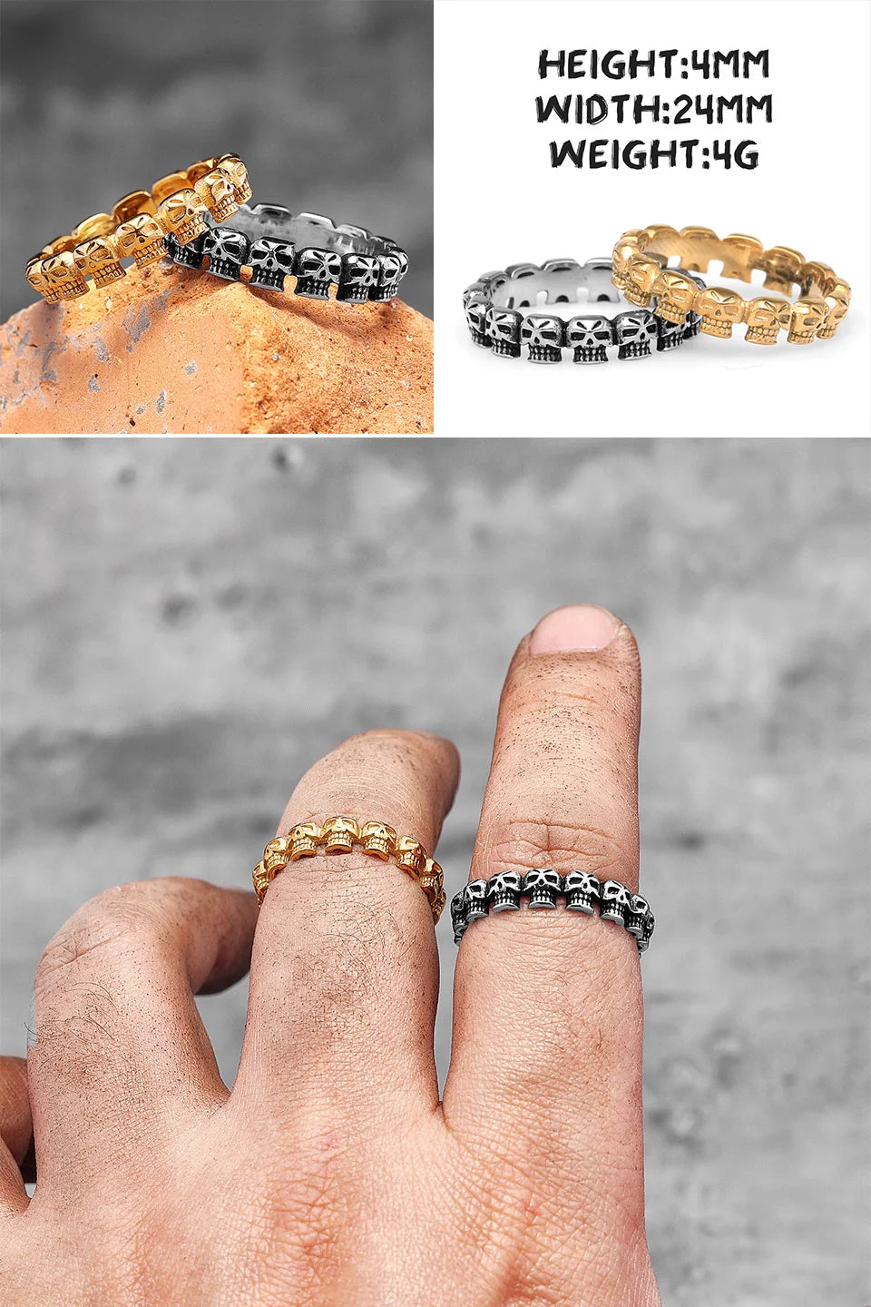 PENDRA Punk Gothic Skull Ring