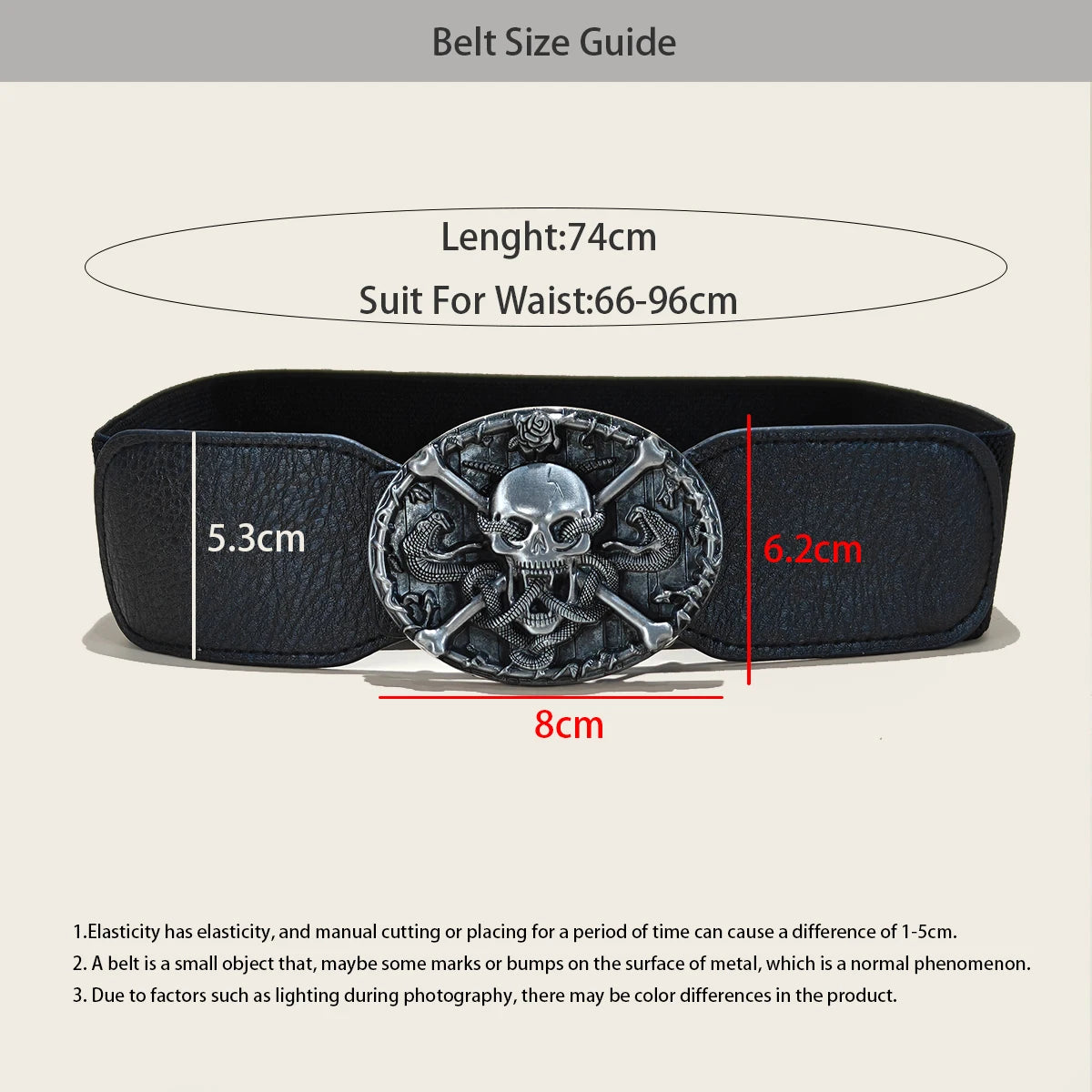 PENDRA Lunaaya Metal Black Metal Buckle Skull Corset Belt