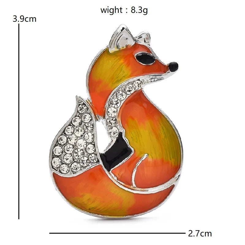 PENDRA Lovely Enamel Fox Brooch