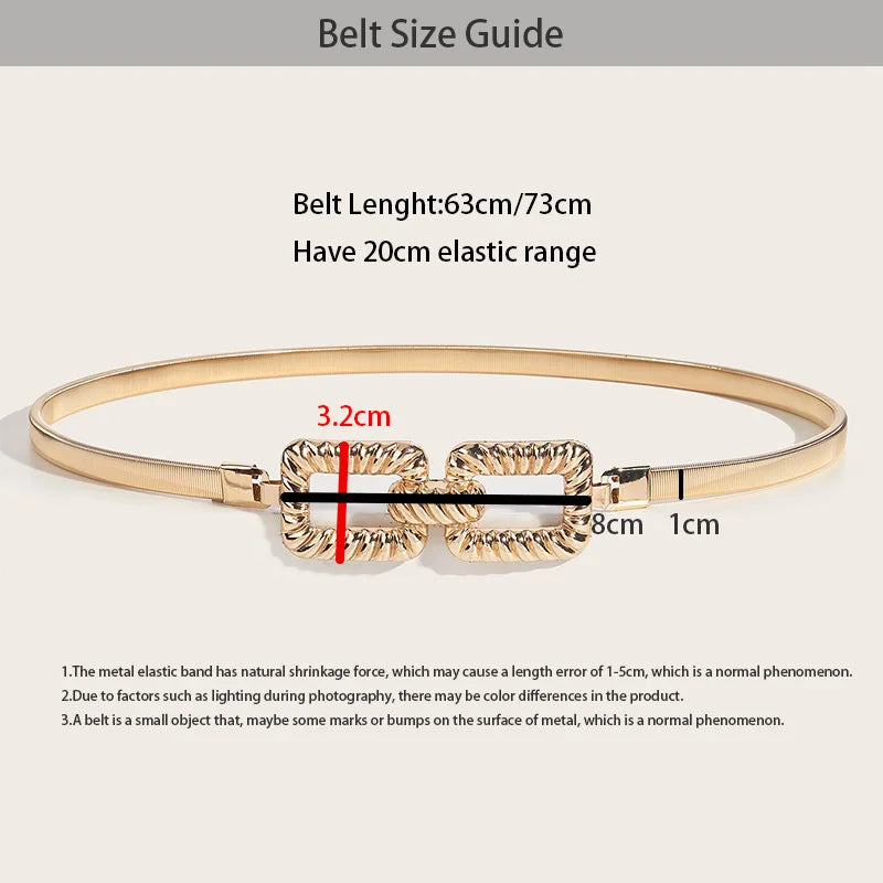 Fashion Waist Gold Chain Belt Female Square Elastic Silver Metal Belts for Women Designer Y2K Western Elastic Waistband Luxury