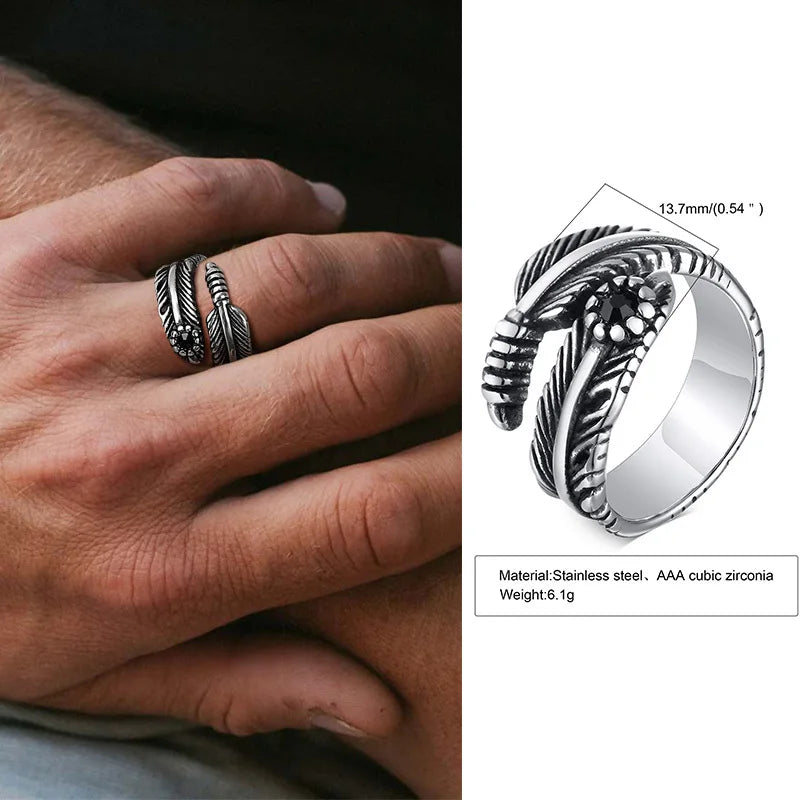 PENDRA Ethnic Knot Rune Black Ring