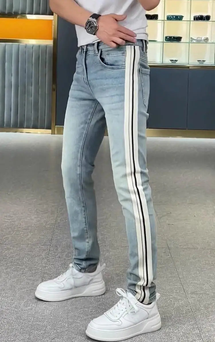 PENDRA Striped Spliced Pants