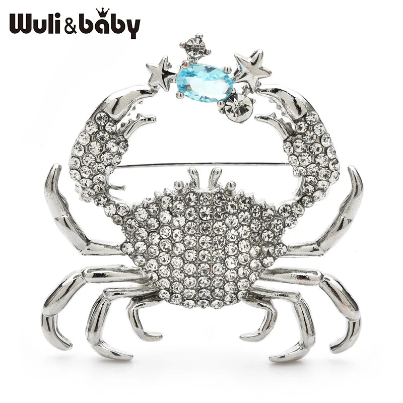 PENDRA Crabspark 2-Color Rhinestone Crab Brooch