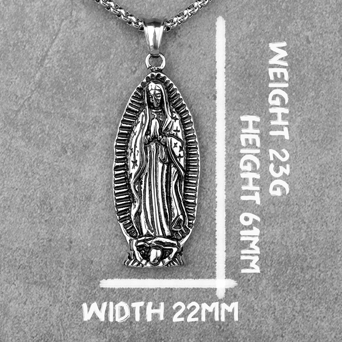 PENDRA Virgin Mary Prayer Steel Necklace