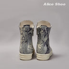 PENDRA Python Shadow Black Python-Embossed Leather High-Top Platform Ankle Boots