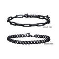 2pcs Men's Cuban Chain Bracelets,Stainless Steel Rectangular Chain Bracelet,Hiphop Causal Jewelry Gift