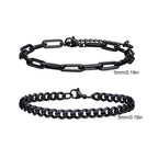 2pcs Men's Cuban Chain Bracelets,Stainless Steel Rectangular Chain Bracelet,Hiphop Causal Jewelry Gift