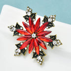 PENDRA Frost Red Rhinestone Snowflake Christmas Brooch