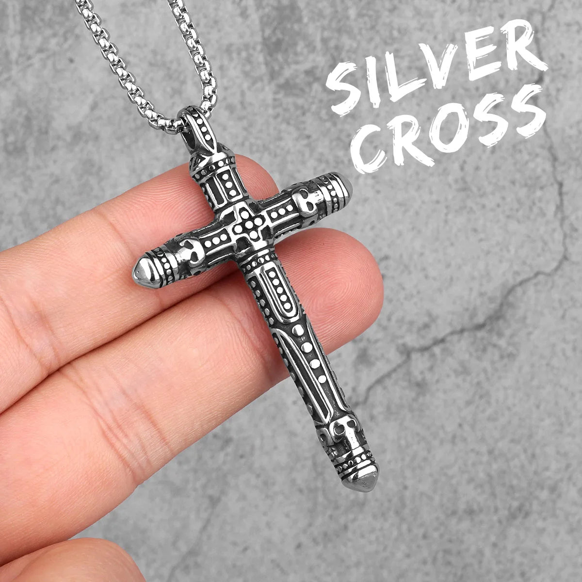 PENDRA Jesus Skull Cross Steel Necklace