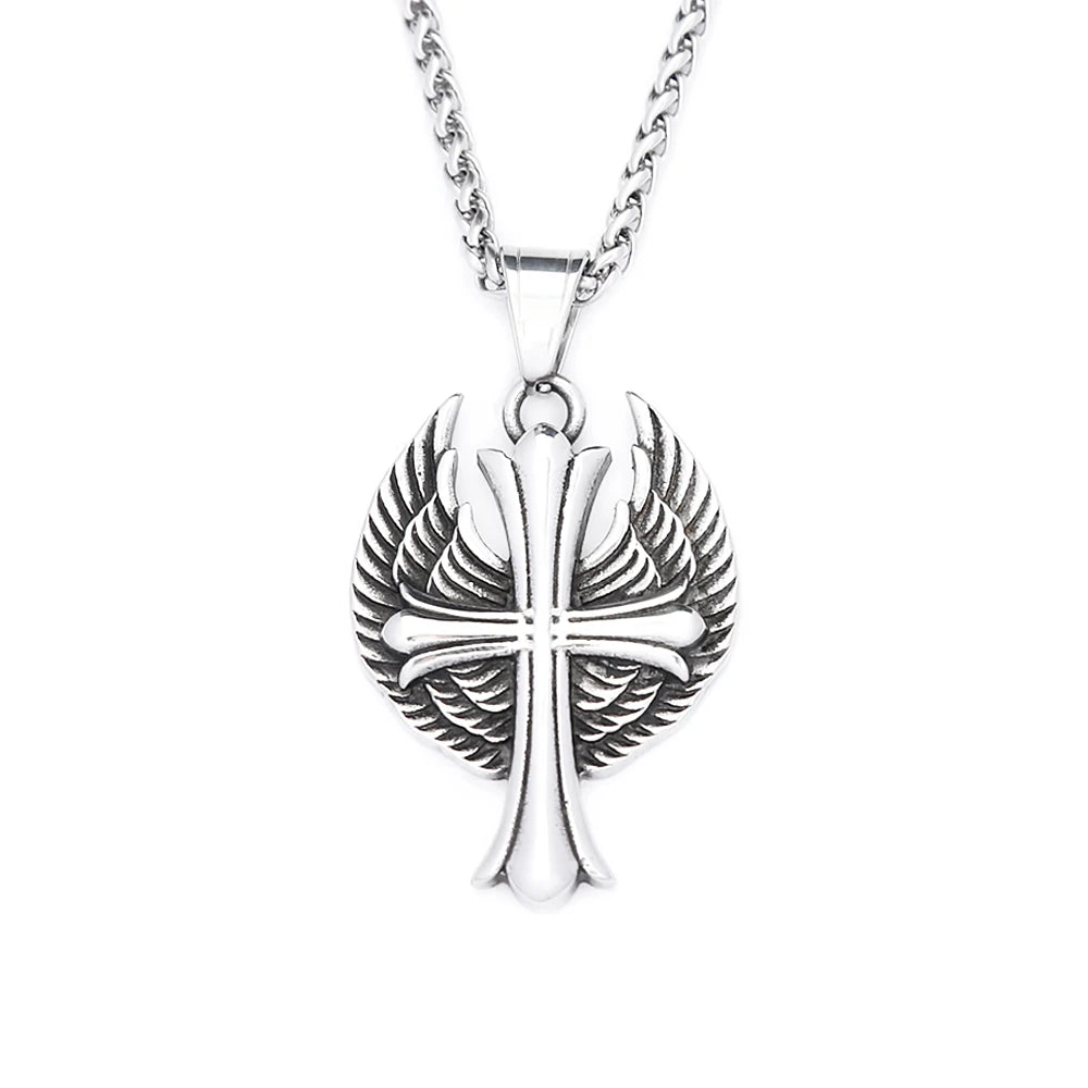 PENDRA Angelcross Memorial Cross with Angel Wings Pendant