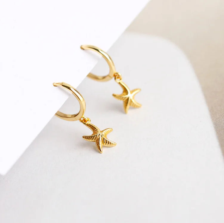 PENDRA Starfish 925 Sterling Silver Hoop Earrings