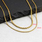 2pcs Men's Chain Necklace,Stainless Steel Black Gold Silver Color Twisted Rope Chain Collars,Trendy Punk Basic Chains Gift