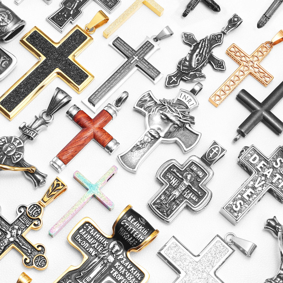 PENDRA Jesus Skull Cross Steel Necklace