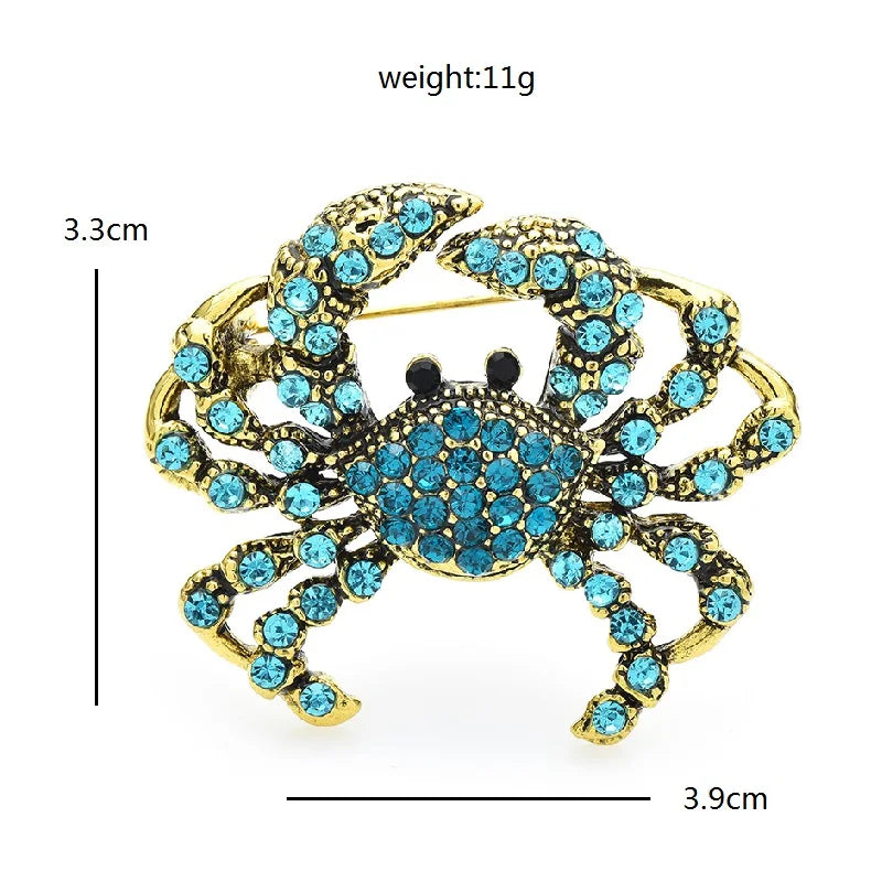 Wuli&baby Sparkling Cute Crab Brooches For Women Unisex Vintage 2-color Beautiful Sea Animal Party Casual Brooch Pins Gifts