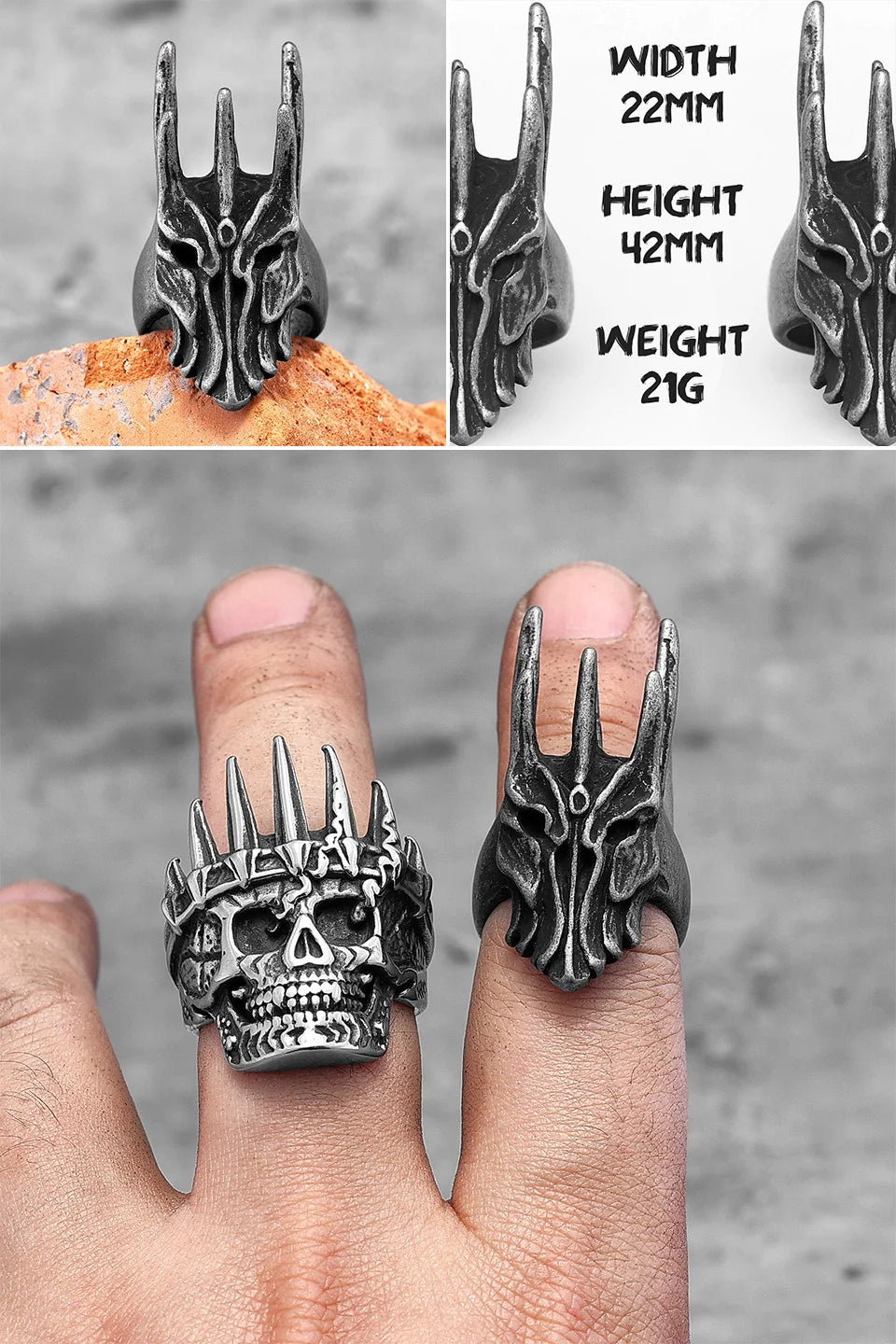 PENDRA Punk Gothic Skull Ring
