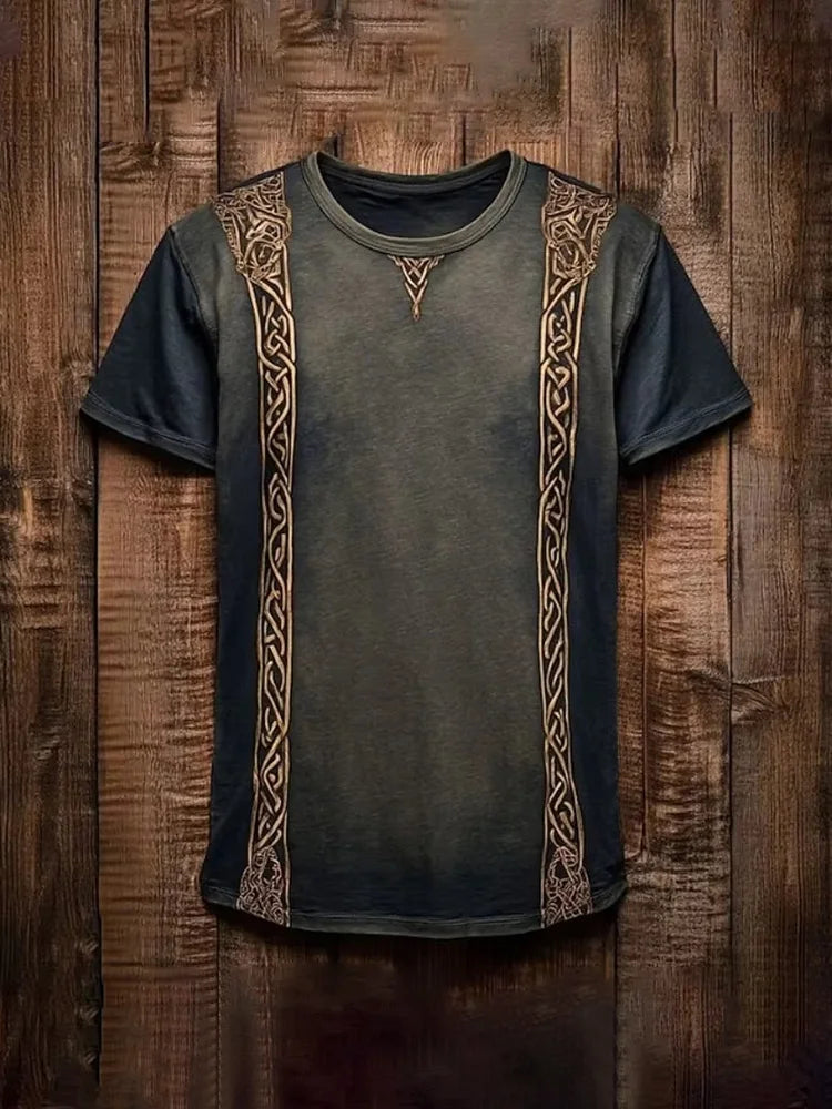 PENDRA Tribal Ethnic Rune-printed Retro Loose-fitting Short-Sleeve T-Shirt