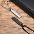 Vertical Long Bar Pendant Necklaces for Men Boys,Stainless Steel Cutting Flower Pendant Necklaces,Casual Jewelry