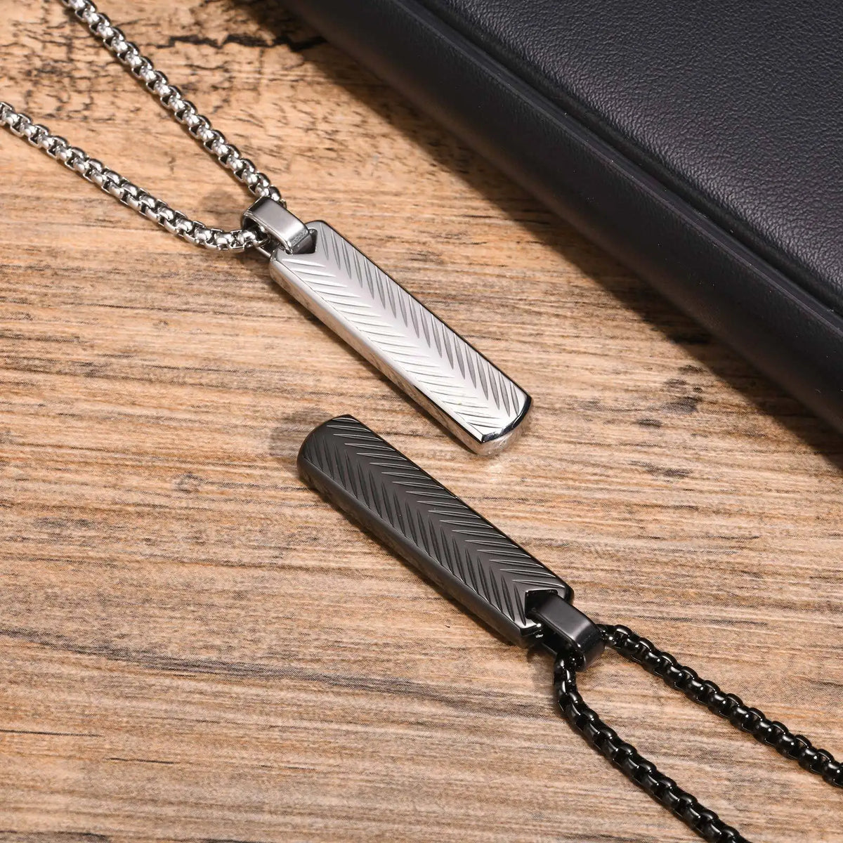 Vertical Long Bar Pendant Necklaces for Men Boys,Stainless Steel Cutting Flower Pendant Necklaces,Casual Jewelry