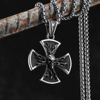 PENDRA Flame Skull Cross Steel Necklace