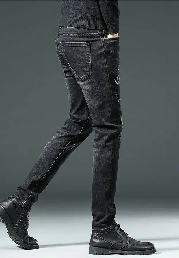 Spring Summer White Hot Drill Ripped Cowboy Korean Style Streetwear Men Washed Luxury Holes Slim Hip-hop Stylish Jeans Trousers