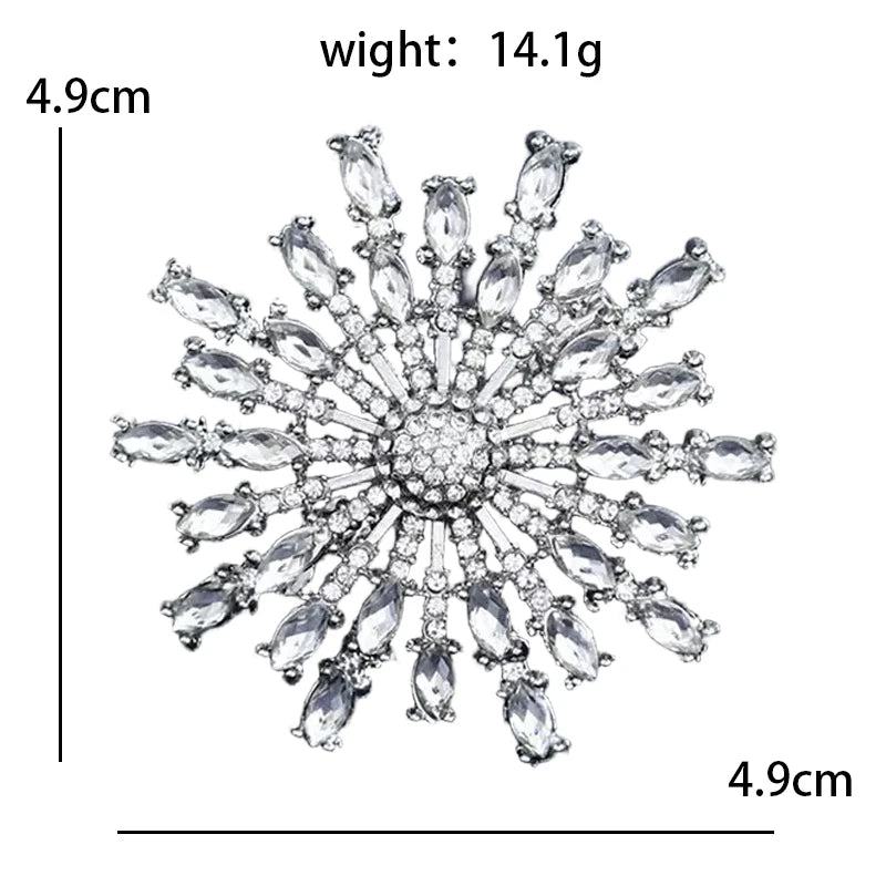 PENDRA Solara Rhinestone Round Sun Brooch