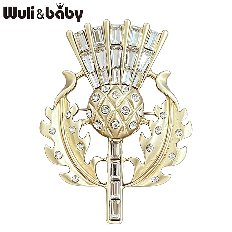 PENDRA Aurelia Golden Leaf Crystal Floral Brooch