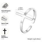Stainless Steel Open Ring for Men Boys,Simple Cross Ring Men Ring,Classic Faith Jewelry Gifts