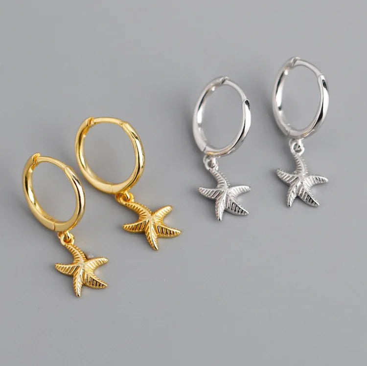 PENDRA Starfish 925 Sterling Silver Hoop Earrings