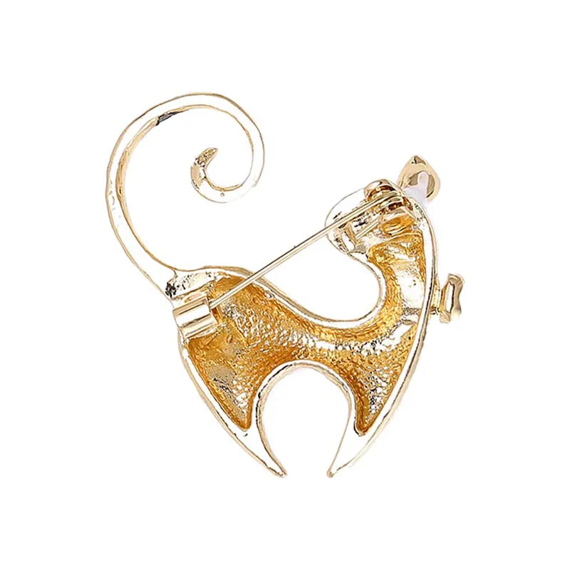 Wuli&baby Vintage Cute Cat Brooches For Women Unisex 2-color Enamel Animal Casual Party Brooch Pins Gifts