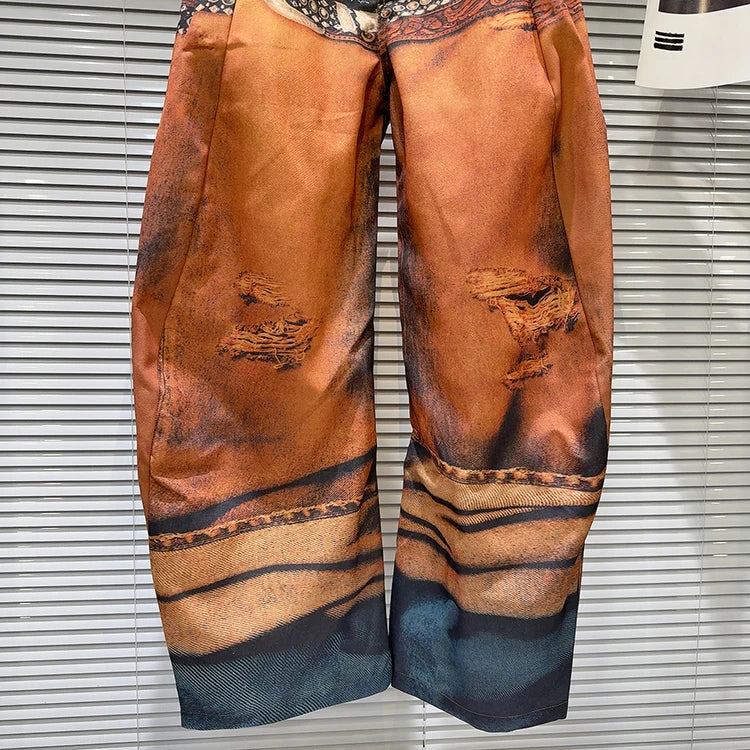 PENDRA Colorpaint Belt Print Wide Leg Jeans