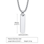 Initials Vertical Bar Necklace for Men,Stainless Steel  A-Z 26 Letters Charm Geometric Pendant Collars,Stylish Jewelry Gift