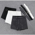 Rhinestone Shorts Women Wide Leg Shorts High Waist Sexy New Fashion Elastic Waist Diamond Casual Hot Pants Female belt