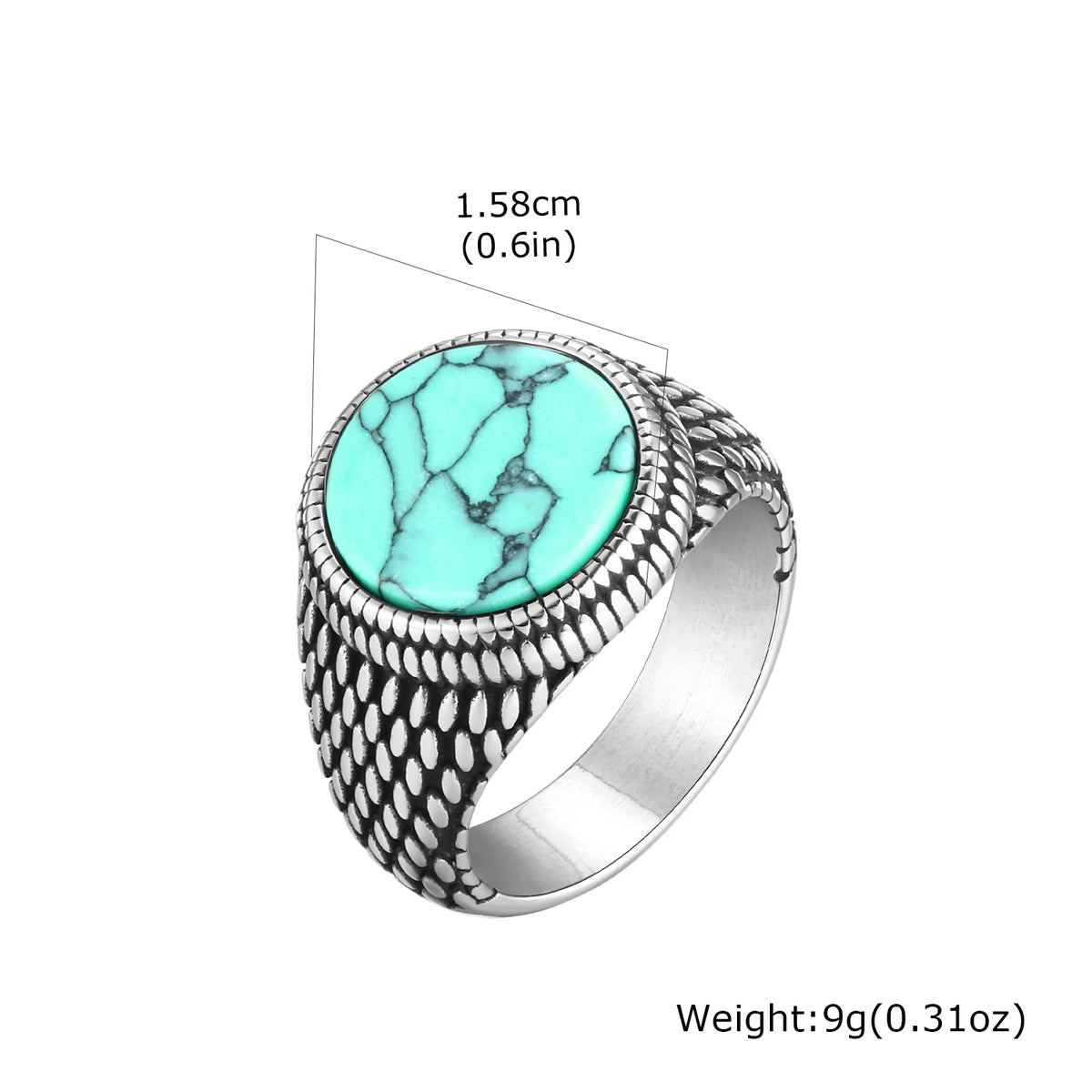 PENDRA Turquoise Dad Steel Ring