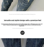 Harajuku Fashion Autumn New Blue Jeans Men's Trendy Brand Scratches Cargo Work Korean Slim-fitting Trousers Luxury Elastic Pants
