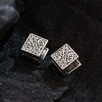 PENDRA Black Agate Geometry Sterling Earrings