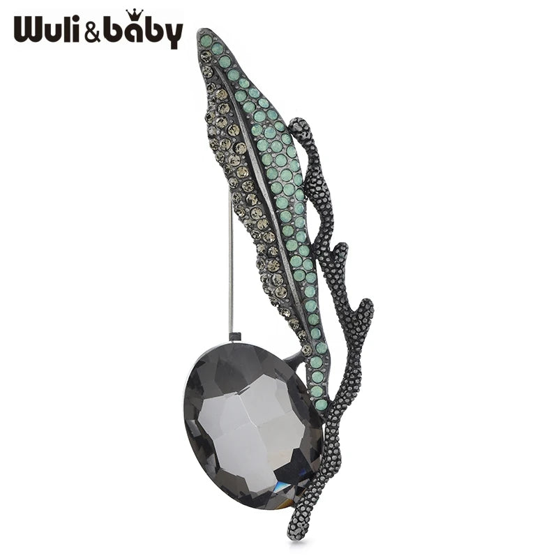 PENDRA Leafcrystal Crystal Leaf Brooch