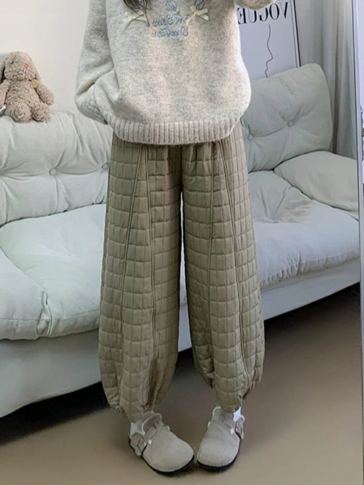 PENDRA Diamond Grid Cotton Pants
