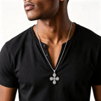 Saint Benedict Pendant Necklace for Men,Stainless Steel Religious Cross Pendant Necklace,Faith Prayer Jewelry