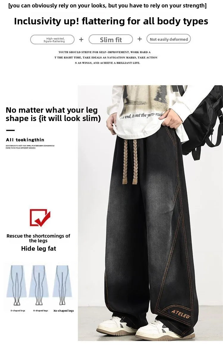 PENDRA Embroidery Washed Straight Pants